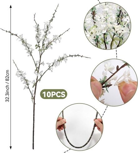 Geegoods 10 Stems Silk Pompon Mum Artificial Flowers with 2 Eucalyptus – 21’’ Long Stem Faux Chrysanthemums for Vase Arrangements, Rustic Farmhouse Fall Centerpieces & Autumn Décor in Kuwait