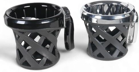 قطعة واحدة من حامل أكواب مقود الدراجة النارية العالمي، مادة البولي كربونات المتينة، متوافقة مع فات بوب، لو رايدر، ديلوكس، داينا، موديلات XL1200، GL1800 F6B حامل مشروب سهل التركيب (أسود، 85 مم) in Kuwait