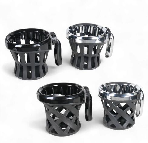 قطعة واحدة من حامل أكواب مقود الدراجة النارية العالمي، مادة البولي كربونات المتينة، متوافقة مع فات بوب، لو رايدر، ديلوكس، داينا، موديلات XL1200، GL1800 F6B حامل مشروب سهل التركيب (أسود، 85 مم) in Kuwait