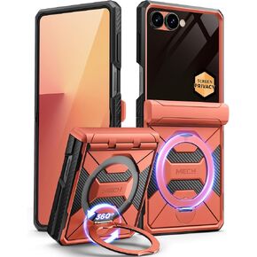 TONGATE 360° Spin Magnetic Stand for Z Flip 7 Case with Privacy Screen Protector, [Compatible with Magsafe] [Anti Spy] Full-Body Shockproof Samsung Galaxy Z Flip 7 Case with Hinge Protection, Black in Kuwait