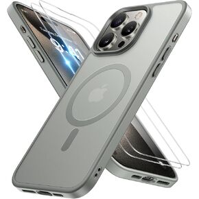 Miracase 2025 Upgraded Magnetic for iPhone 13 Pro Case [Compatible with MagSafe] [with 2X Screen Protector] Military-Grade Protection, Anti-Fingerprint, Slim Design Phone Case for iPhone 13 Pro, Black in Kuwait