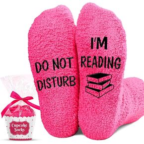 هدايا محبي الكتب من VICRAZY - هدايا مثالية لمحبي الكتب، جوارب للقراءة للقراء ودودة الكتب، هدايا مثالية للقراء، جوارب نسائية مضحكة - مادة ناعمة ودافئة in Kuwait