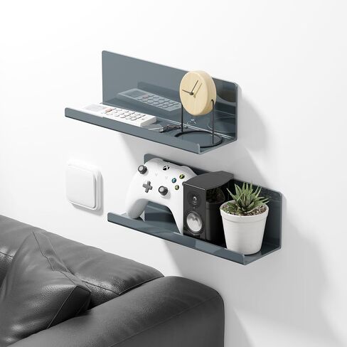 Adhesive Floating Shelves for Wall No Drilling, 12 Inch Acrylic Self Adhesive Shelves, Stick on Shelves, Dorm Wall Shelf, for Bathroom, Kitchen, Bedroom, Office, Gaming Room, Green in Kuwait