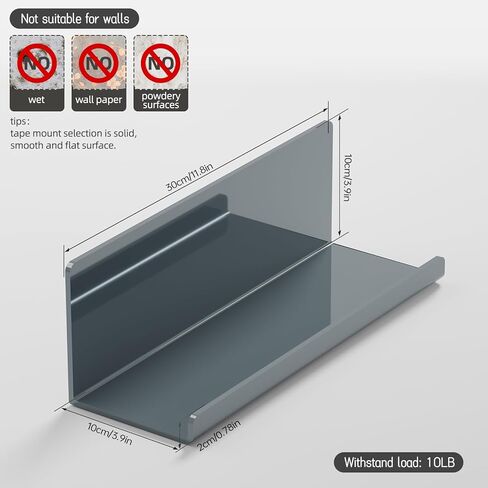 Adhesive Floating Shelves for Wall No Drilling, 12 Inch Acrylic Self Adhesive Shelves, Stick on Shelves, Dorm Wall Shelf, for Bathroom, Kitchen, Bedroom, Office, Gaming Room, Green in Kuwait