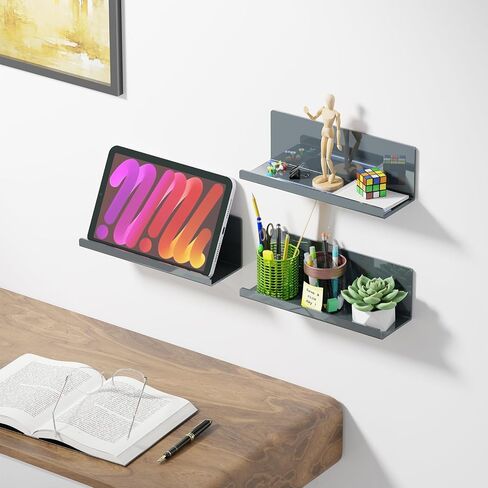 Adhesive Floating Shelves for Wall No Drilling, 12 Inch Acrylic Self Adhesive Shelves, Stick on Shelves, Dorm Wall Shelf, for Bathroom, Kitchen, Bedroom, Office, Gaming Room, Green in Kuwait