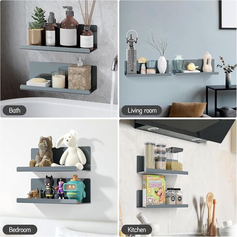 Adhesive Floating Shelves for Wall No Drilling, 12 Inch Acrylic Self Adhesive Shelves, Stick on Shelves, Dorm Wall Shelf, for Bathroom, Kitchen, Bedroom, Office, Gaming Room, Green in Kuwait
