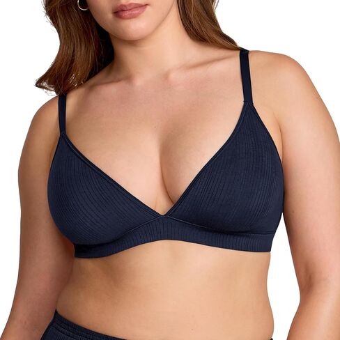 Women's Natrelax Triangle Bralette No Underwire Plunge Unlined Ribbed Soft Wireless Bra V Neck Sexy Everyday in Kuwait