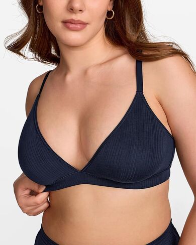 Women's Natrelax Triangle Bralette No Underwire Plunge Unlined Ribbed Soft Wireless Bra V Neck Sexy Everyday in Kuwait