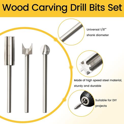 10 مساءً بتات حفر نحت الخشب ، Homidol 1/8 "أدوات نحت خشب شانك متوافقة مع إكسسوارات أدوات Dremel ، مجموعة مثقلة نقش للنحت DIY حفر النحت الدقيق in Kuwait
