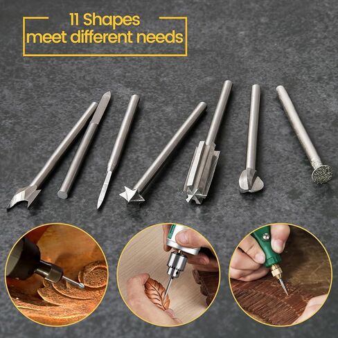 10 مساءً بتات حفر نحت الخشب ، Homidol 1/8 "أدوات نحت خشب شانك متوافقة مع إكسسوارات أدوات Dremel ، مجموعة مثقلة نقش للنحت DIY حفر النحت الدقيق in Kuwait