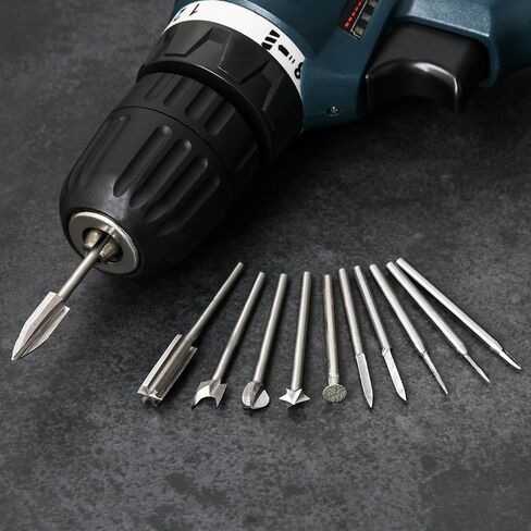 10 مساءً بتات حفر نحت الخشب ، Homidol 1/8 "أدوات نحت خشب شانك متوافقة مع إكسسوارات أدوات Dremel ، مجموعة مثقلة نقش للنحت DIY حفر النحت الدقيق in Kuwait