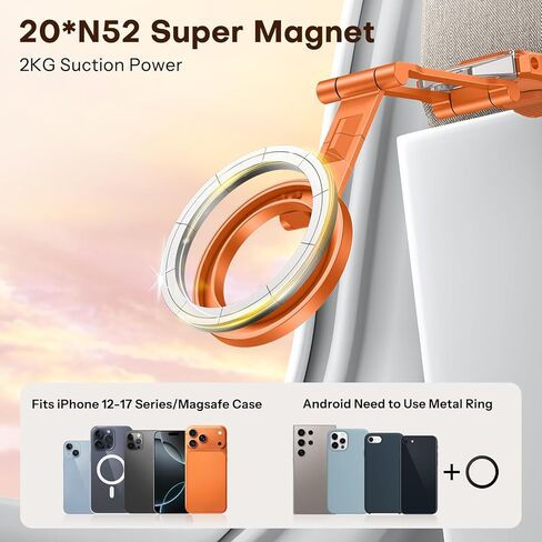Omoton 360 ° Rotating for Magsafe Tripod Mount ، حامل الهاتف المغناطيسي القابل للتعديل للألومنيوم لأجهزة iPhone 16/15/14/13 Pro Max ، موقف الهاتف الخلوي القابل للطي يناسب مدونة VLOG ، صالة الألعاب الرياضية ، ملحقات السفر in Saudi Arabia
