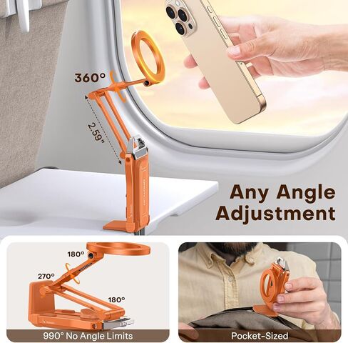 Omoton 360 ° Rotating for Magsafe Tripod Mount ، حامل الهاتف المغناطيسي القابل للتعديل للألومنيوم لأجهزة iPhone 16/15/14/13 Pro Max ، موقف الهاتف الخلوي القابل للطي يناسب مدونة VLOG ، صالة الألعاب الرياضية ، ملحقات السفر in Saudi Arabia