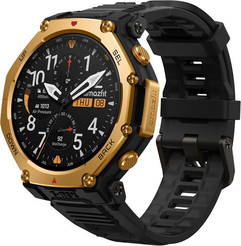 Amazfit T-Rex 3 Pro Outdoor Smart Watch 48 مم شاشة AMOLED ، TI ، توج ، GPS المزدوج ، خرائط غير متصلة بالإنترنت ، بطارية 25 يومًا ، مصباحًا مدمجًا ، 10 أجهزة الصراف الآلي ، 180+ وضع رياضي لنظام Android & iPhone ، أسود ، أسود in Kuwait