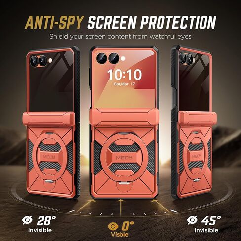 TONGATE 360° Spin Magnetic Stand for Z Flip 7 Case with Privacy Screen Protector, [Compatible with Magsafe] [Anti Spy] Full-Body Shockproof Samsung Galaxy Z Flip 7 Case with Hinge Protection, Black in Kuwait