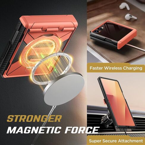 TONGATE 360° Spin Magnetic Stand for Z Flip 7 Case with Privacy Screen Protector, [Compatible with Magsafe] [Anti Spy] Full-Body Shockproof Samsung Galaxy Z Flip 7 Case with Hinge Protection, Black in Kuwait