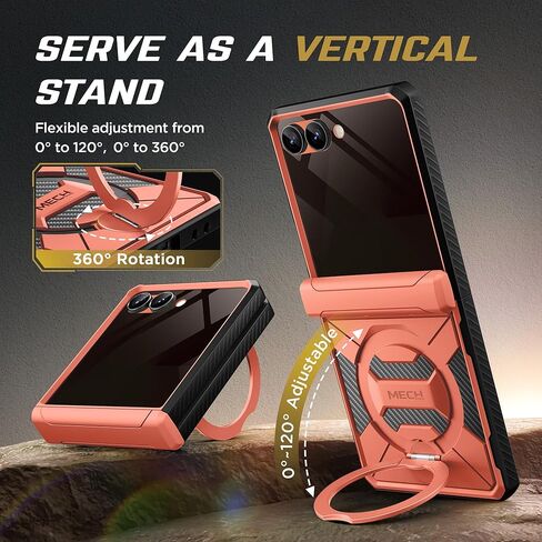 TONGATE 360° Spin Magnetic Stand for Z Flip 7 Case with Privacy Screen Protector, [Compatible with Magsafe] [Anti Spy] Full-Body Shockproof Samsung Galaxy Z Flip 7 Case with Hinge Protection, Black in Kuwait