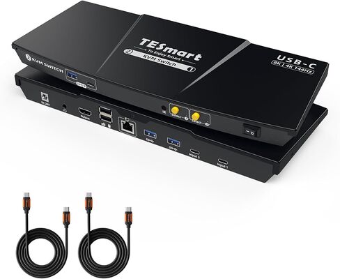 Tesmart 8K@60Hz HDMI KVM Switch 1 Monitor 4 Computers USB 3.0 ، KVM Switch 4 Port 4K@144Hz للألعاب ، مفتاح مفتاح Hotke in Kuwait