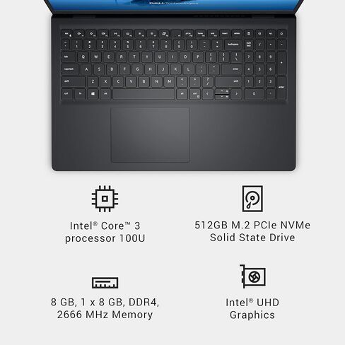 Dell Inspiron 3530 LAPTOP - 15.6 بوصة FHD (1920x1080) ، معالج Intel Core I3-1305U ، 8 جيجا بايت DDR4 RAM ، 512GB SSD ، Intel UHD Graphics ، Windows 11 Home ، خدمة ONSITE - كربون أسود in Saudi Arabia
