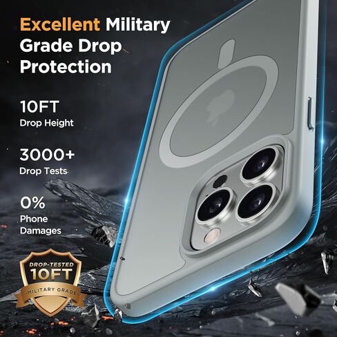 MiRacase 2025 Magnetic Magnetic لـ iPhone 13 Pro Case [متوافق مع Magsafe] [مع واقي شاشة 2x] حماية من الدرجة العسكرية ، ومكافحة الأصناف ، وحالة تصميم Slim Design for iPhone 13 Pro ، Black in Kuwait