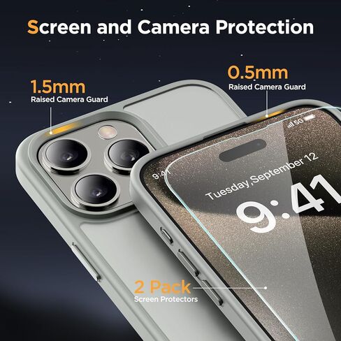 MiRacase 2025 Magnetic Magnetic لـ iPhone 13 Pro Case [متوافق مع Magsafe] [مع واقي شاشة 2x] حماية من الدرجة العسكرية ، ومكافحة الأصناف ، وحالة تصميم Slim Design for iPhone 13 Pro ، Black in Kuwait