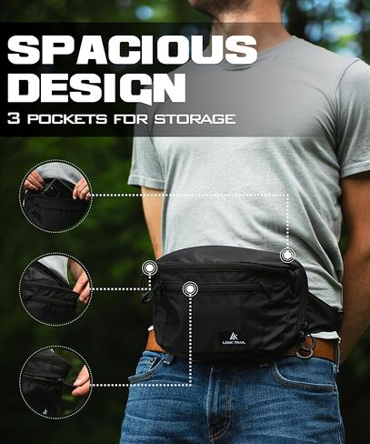 Lone Trail Subcompact مخفي Carry Fanny Pack للرجال | قابلة للتعديل CCW Fanny Pack للرجال المشي لمسافات طويلة والسفر ، والوصول السريع إلى جيوب الخلفية- حزم الخصر التكتيكية مع حزام رئيسي وقابل للتعديل بالكامل in Kuwait