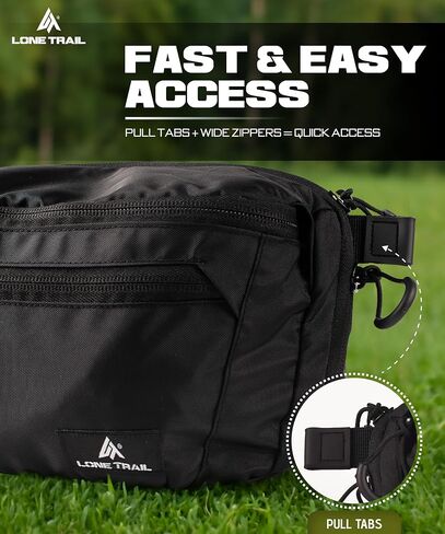 Lone Trail Subcompact مخفي Carry Fanny Pack للرجال | قابلة للتعديل CCW Fanny Pack للرجال المشي لمسافات طويلة والسفر ، والوصول السريع إلى جيوب الخلفية- حزم الخصر التكتيكية مع حزام رئيسي وقابل للتعديل بالكامل in Kuwait