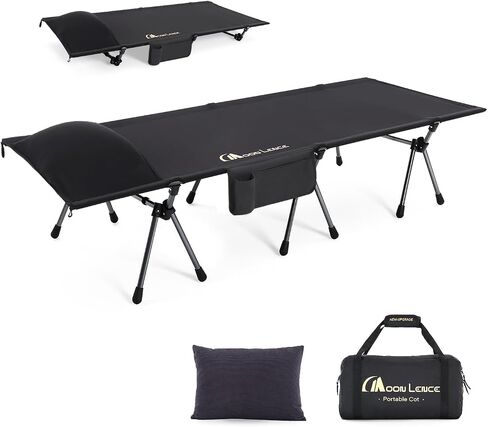 قمر Lence Hight Camping COT - يدعم 330 رطلاً ، وسريرًا قابلًا للطي محمولًا مع تمديد الساق للتخييم ، والمشي لمسافات طويلة ، والنوم ، وحزمة واحدة ، والأسود in Kuwait