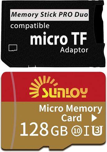 محول عصا الذاكرة PSP مع بطاقة SD Micro 128GB ، Micro SD/SDHC/SDXC إلى Memory Stick Pro Duo Magicgate Card متوافقة مع PlayStation المحمولة ، الكاميرا ، هانديكام ، الهاتف الذكي ، PSP 1000/2000/3000 in Kuwait