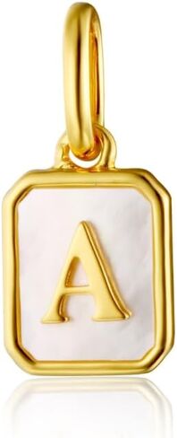 CAITLYNMINIMALIST 18K Gold Mother of Pearl Alphabet Letter Initial Charm Bead Pendant for Bracelet Necklace & Earrings in Saudi Arabia