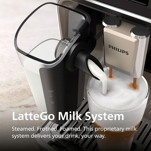 PHILIPS 5500 Series Fully Automatic Espresso Machine - LatteGo Milk System, Integrated Grinder, 20 Hot & Iced Coffee Pre-Sets, Quick Start, SilentBrew, 15-Bar Pressure, Black Chrome (EP5544/94) in Saudi Arabia