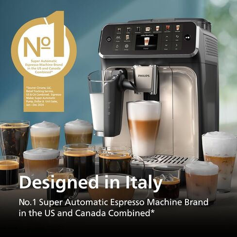PHILIPS 5500 Series Fully Automatic Espresso Machine - LatteGo Milk System, Integrated Grinder, 20 Hot & Iced Coffee Pre-Sets, Quick Start, SilentBrew, 15-Bar Pressure, Black Chrome (EP5544/94) in Saudi Arabia