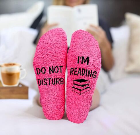 VICRAZY Book Lovers Gifts - Perfect Gifts for Book Lovers, Reading Socks For Readers and Bookworms, Ideal Presents for Readers, Funny Women Socks - Soft and Warm Material in Kuwait
