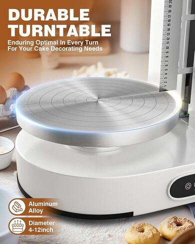 PYY Cake Decorating Machine - Automatic Cake Cream Spreading Machine for 4-12 Inch Cake Icing Machine 60-320 RPM with Graduated Scrapers in Saudi Arabia