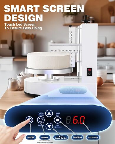 PYY Cake Decorating Machine - Automatic Cake Cream Spreading Machine for 4-12 Inch Cake Icing Machine 60-320 RPM with Graduated Scrapers in Saudi Arabia