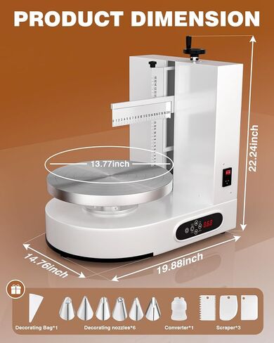 PYY Cake Decorating Machine - Automatic Cake Cream Spreading Machine for 4-12 Inch Cake Icing Machine 60-320 RPM with Graduated Scrapers in Saudi Arabia