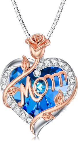Wife/Sister/Daughter/Grandma Necklace with Heart Crystal 925 Sterling Silver Pendant Necklace Birthday Christmas Jewelry Gifts for Daughter from Mom and Dad in Saudi Arabia