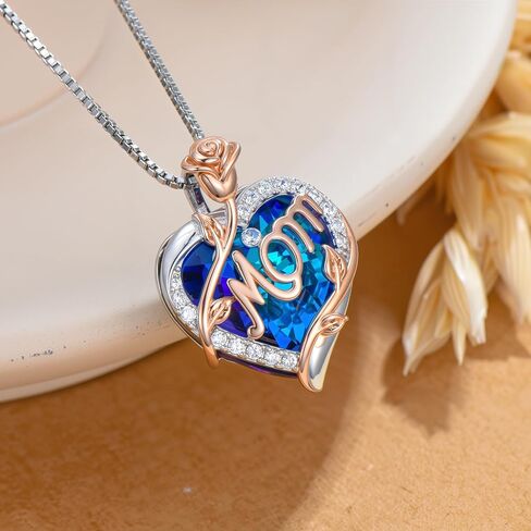 Wife/Sister/Daughter/Grandma Necklace with Heart Crystal 925 Sterling Silver Pendant Necklace Birthday Christmas Jewelry Gifts for Daughter from Mom and Dad in Saudi Arabia