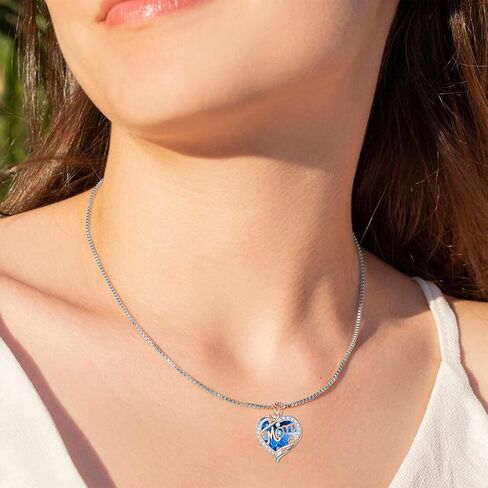 Wife/Sister/Daughter/Grandma Necklace with Heart Crystal 925 Sterling Silver Pendant Necklace Birthday Christmas Jewelry Gifts for Daughter from Mom and Dad in Saudi Arabia