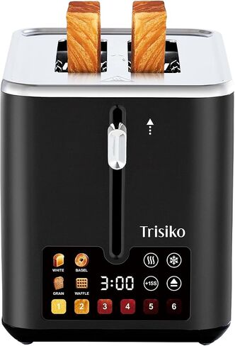Trisiko® Touch Screen Screen Toster 2 ، محمصة ذكية من الفولاذ المقاوم للصدأ مع جهاز توقيت رقمي ، 1.38 "فتحات إضافية للخبز والخبز ، مع إعادة التسخين ، إلغاء ، إلغاء ، +15S دفعة ، رائعة للمنزل ، المكتب ، النوم in Kuwait