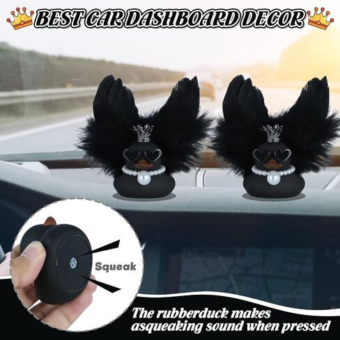 Car Ducks Rubber Duck Car Ornaments, Red Angel Feather Duck with Crown, Sunglasses, Red Wings & Pearl Necklace, for Women, Office, and Home Decor in Saudi Arabia