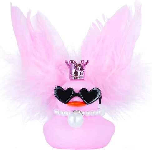 Car Ducks Rubber Duck Car Ornaments, Red Angel Feather Duck with Crown, Sunglasses, Red Wings & Pearl Necklace, for Women, Office, and Home Decor in Saudi Arabia