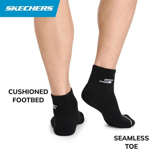 جوارب Skechers الرجالية المكونة من 3 قطع من جوارب Pickleball Quarter Crew، التحكم في الرائحة، تهوية شبكية، أبيض، 10-13 in Saudi Arabia