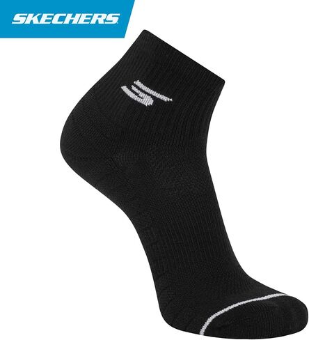 جوارب Skechers الرجالية المكونة من 3 قطع من جوارب Pickleball Quarter Crew، التحكم في الرائحة، تهوية شبكية، أبيض، 10-13 in Saudi Arabia