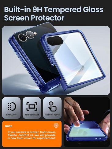 i-Blason for Samsung Galaxy Z Flip 7 Case with Stand [Tempered Glass Screen Protector] [Hinge Protection] [Support Wireless Charging] Slim Matte Protective Magnetic Phone Case for Z Flip 7, Clear in Saudi Arabia