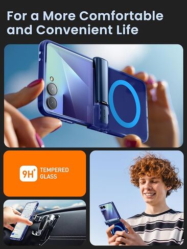 i-Blason for Samsung Galaxy Z Flip 7 Case with Stand [Tempered Glass Screen Protector] [Hinge Protection] [Support Wireless Charging] Slim Matte Protective Magnetic Phone Case for Z Flip 7, Clear in Saudi Arabia