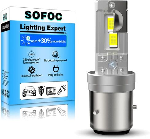 SOFOC-HS5X LED لمبات للدراجات النارية/السيارة الضباب ضوء لمبة DC 12V-18V 60W 4000Lm السوبر مشرق 3570 4SMD أبيض + أصفر كومبو (للتحويل) 1 قطعة in Saudi Arabia