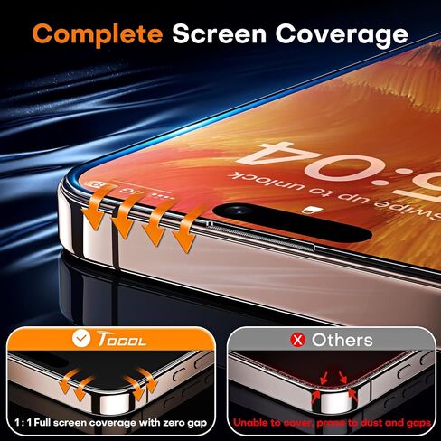 TOCOL for 6.3 Screen Protector 6.3 inch 9H Hardness Military Grade Shatterproof HD Clear Tempered Glass for Full Coverage Easy Installation 2 Pack in Saudi Arabia