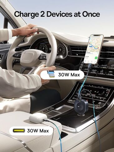 BASEUS 163W شاحن سيارة قابل للسحب USB C الشحن السريع ، PRILETRIP VR2 MAX 4 في 1 شاحن سيارة سريع مع كابل USB C قابل للسحب مزدوج لـ iPhone 16 15 14 Pro Max ، Samsung Galaxy S25 Ultra ، Android in Saudi Arabia