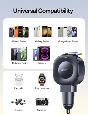 BASEUS 163W شاحن سيارة قابل للسحب USB C الشحن السريع ، PRILETRIP VR2 MAX 4 في 1 شاحن سيارة سريع مع كابل USB C قابل للسحب مزدوج لـ iPhone 16 15 14 Pro Max ، Samsung Galaxy S25 Ultra ، Android in Saudi Arabia